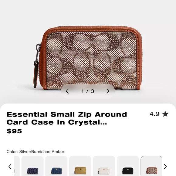 Coach Handbags - Essential Small Zip Around Card Case In Crystal Signature